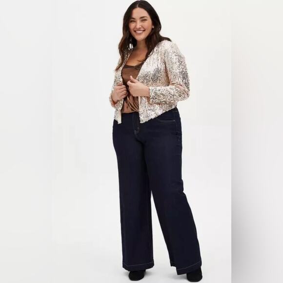 NWT Torrid Rose Gold Sequin Blazer Plus Size 1X Dressy Cocktail Formal Blingy - Picture 3 of 14